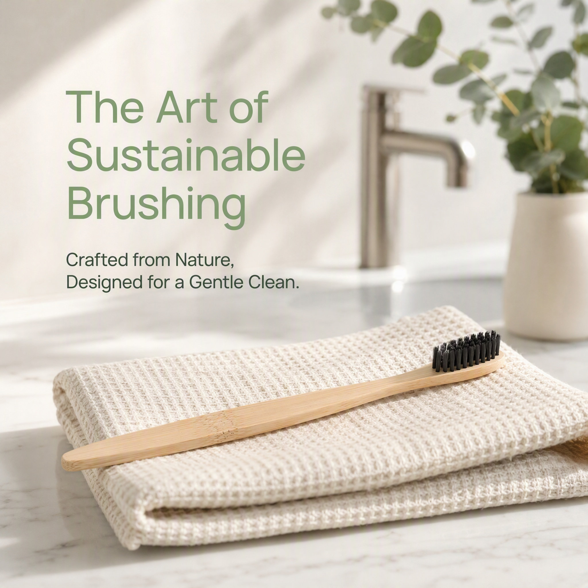 Bamboo Toothbrush Set - 2Pcs Bamboo Tooth Brush for Adults