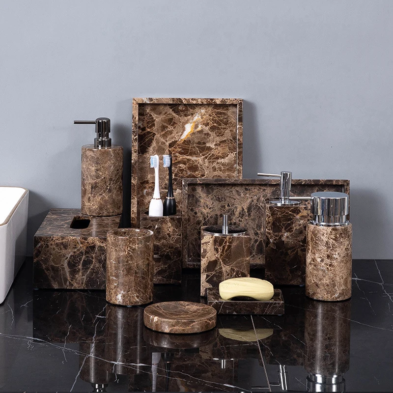 Emperador Dark Natural Marble  - Bamboo Toothbrush Set review and price