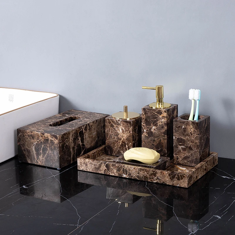 Emperador Dark Natural Marble  - Bamboo Toothbrush Set review and price