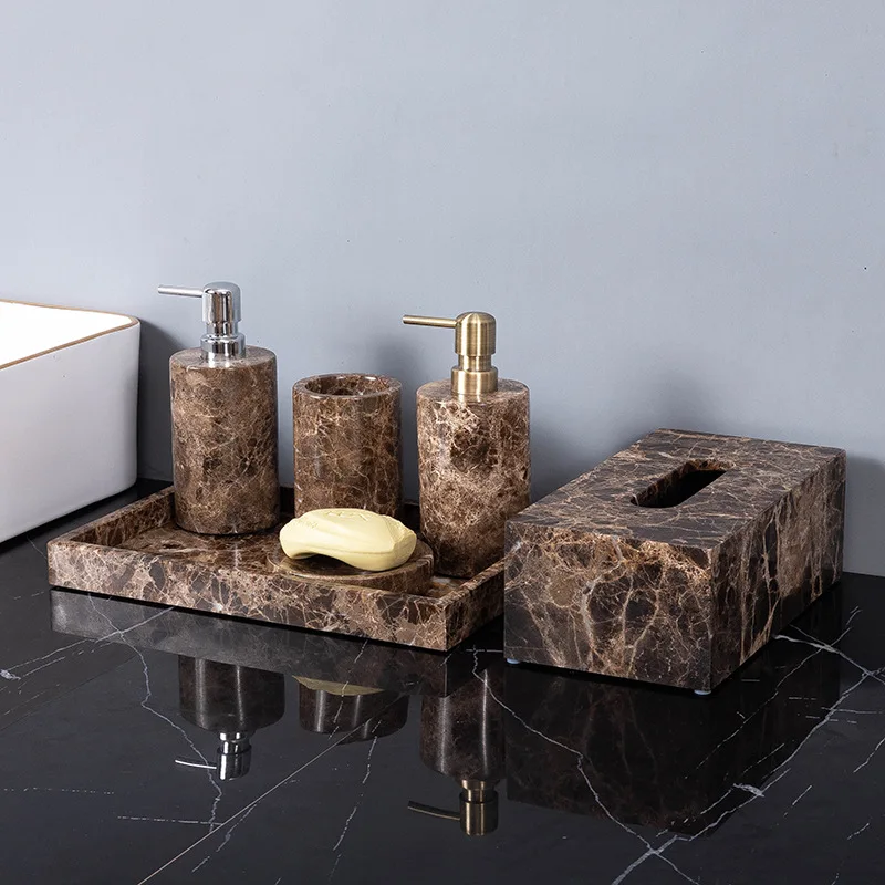 Emperador Dark Natural Marble  - Bamboo Toothbrush Set review and price