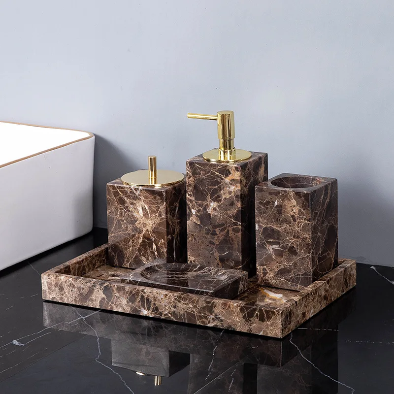 Emperador Dark Natural Marble  - Bamboo Toothbrush Set review and price