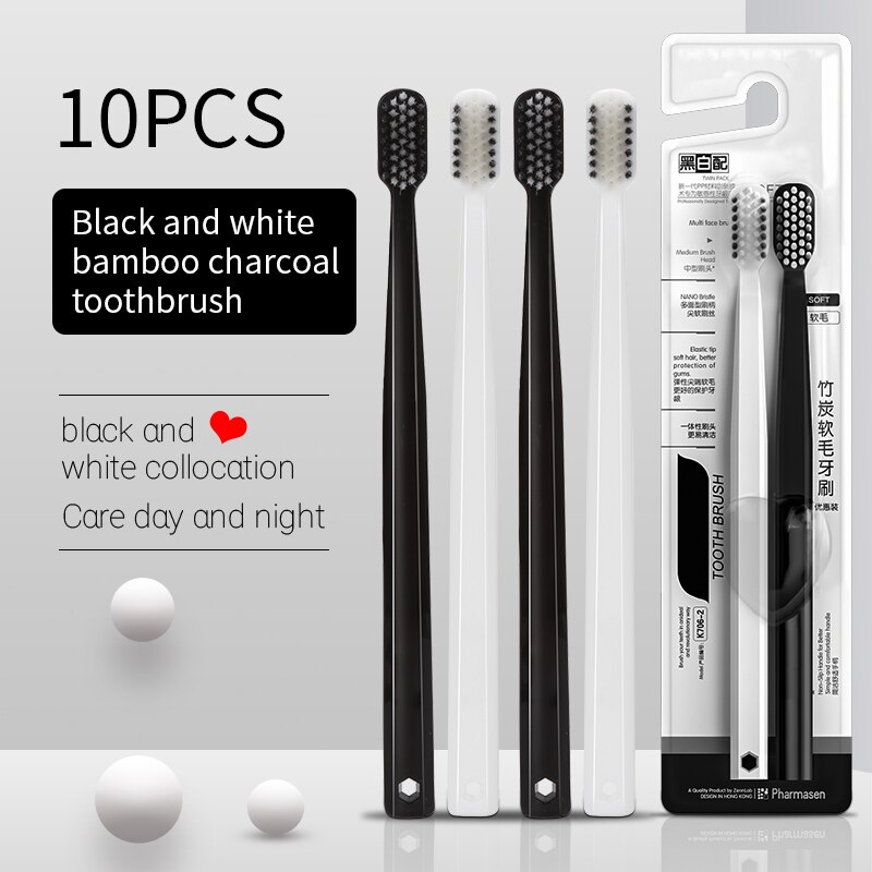 10PC Bamboo Charcoal Brush Sil - Bamboo Toothbrush Set review and price